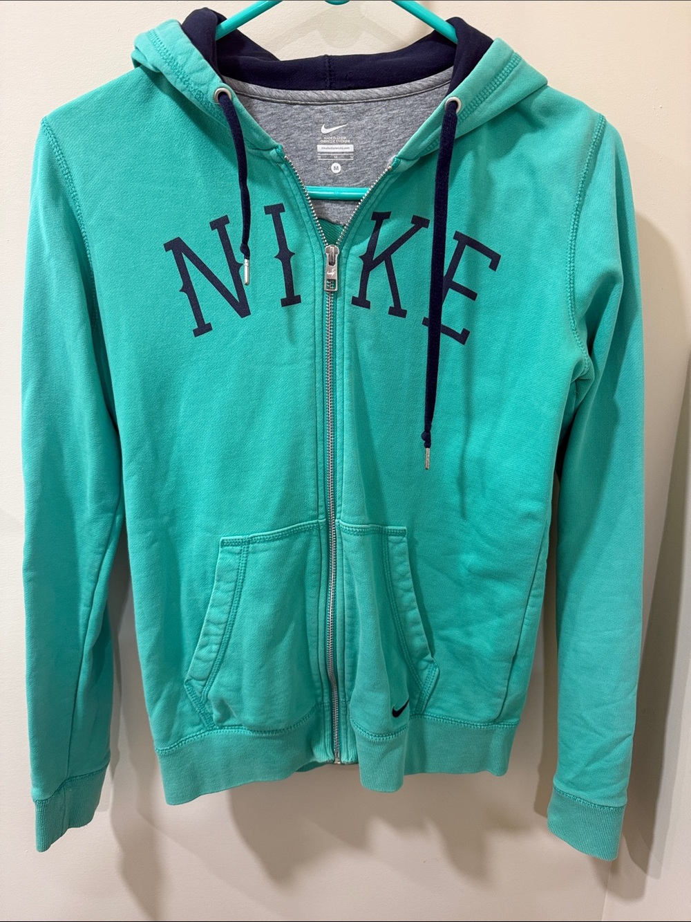 Nike Teal Zip-Up Hoodie with Navy Accents